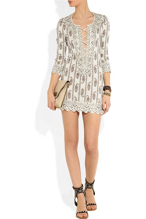 White Studded jersey minidress 